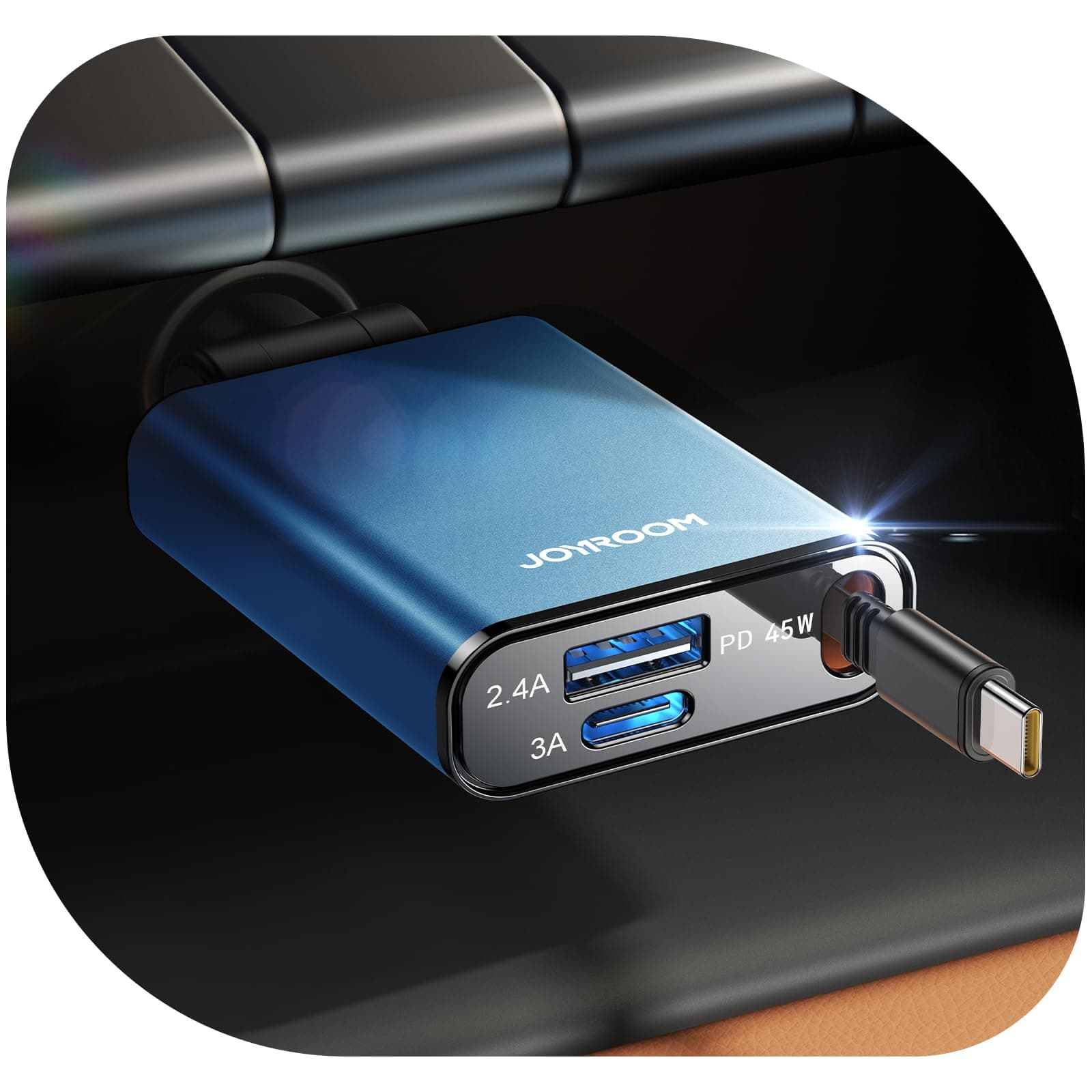 【2026 Ultra-kompakte】 JOYROOM 72W Einziehbares Zigarettenanzünder USB C,【3-IN-1】 12V/24V USB Adapter Auto Zubehör, Auto Ladegerät Schnellladegerät für iPhone 17-Blau Angebot bei HelloDeals