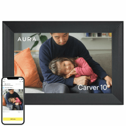 Aura Carver Intelligenter digitaler Bilderrahmen 10,1 Zoll HD WLAN Cloud Digitaler Fotorahmen, Kostenloser unbegrenzter Speicherplatz, Fotos von überall aus senden – Gravel Schwarz mit weißer Matte Angebot bei HelloDeals