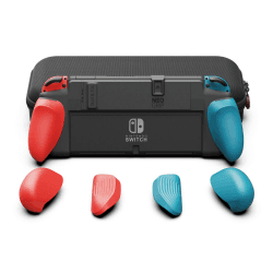 Skull & Co. NeoGrip Bundle für Nintendo Switch OLED und Regular Modell: Eine andockbare Schutzhülle mit austauschbaren Griffen [passend für alle Handgrößen] [mit Tragetasche] - Neon-Blau & Neon-Rot NeoGrip Bundle NeoGrip Bundle-Neon-Blau(L) & Neon-Rot(R) Angebot bei HelloDeals