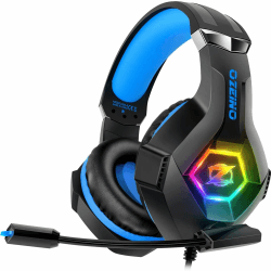 Ozeino Gaming Headset for Xbox Ps4 Ps5 PC, Ps4 Headset with Microphone 3D Surround Sound Headphones Noise Cancelling RGB Lights Blau Angebot bei HelloDeals