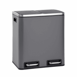 SVITA TM2X15 Treteimer 30 Liter Abfalleimer Inneneimer Mülleimer Design Mülltrennung Papierkorb Küchen-Ordnung Trennsystem Softclose-Deckel Pulverbeschichteter Stahl Grau Grau TM2X15 Angebot bei HelloDeals