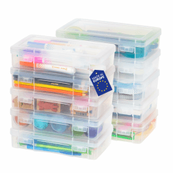 Iris Ohyama, Kleine Aufbewahrungsbox mit Klappdeckel, Plastik, 1.4L, 10er-Set, Transparent, Stapelbar, Schnappverschluss, Für Puzzle, Lego, Stifte, Bastelmaterial, Schrauben, Sans BPA, MCC-220 Stift x10 Angebot bei HelloDeals