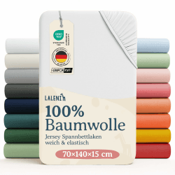 Laleni Jersey Spannbettlaken, 70x140cm, für Baby Beistellbett & Stubenwagen, 100% Baumwolle, Oeko-TEX Zertifiziert, 2er Set, Weiß Kinderbett 70x140cm Weiß 2 Angebot bei HelloDeals