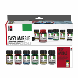 Marabu 1305000000087 - Easy Marble Starter Set, Marmorierfarbe zum kinderleichten Tauchmarmorieren von Kunststoff, Glas, Holz, Styropor und flächigen Marmorieren von Papier, 6 x 15 ml Grundfarben Angebot bei HelloDeals