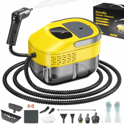 2026 neu 3-stufig einstellbarer dampfreiniger handgerät, 10 Sekunden Aufheizzeit und 1600 ml großer Tank Handdampfreiniger, Dampfreiniger für Haushalt und Auto, Küche, Fenstern (Gelb) Angebot bei HelloDeals
