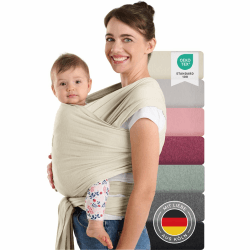 Laleni Tragetuch Baby neugeboren bis 15 kg aus weicher Baumwolle - Babytrage Neugeborene ab Geburt - OEKO-TEX zertifizierte Babytrage Beige - Wickeltuch Baby mit 5,10 m Länge - Baby Trage in Beige. Angebot bei HelloDeals