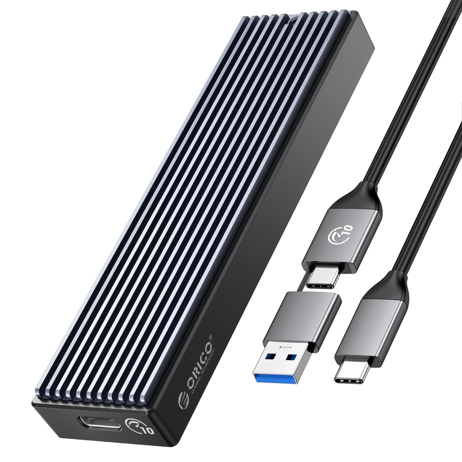 ORICO M.2 NVMe SSD Gehäuse USB-C Adapter 10Gbps USB3.2/ USB3.1 Gen2 für PCIe NVMe M-Key/M+B Key SSD, Externe M2 SSD Gehäuse Größe 2230/ 2242/ 2260/ 2280, Untersützt UASP-M2PV 10Git/s Angebot bei HelloDeals