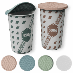Mehrweg Silikon große JoghurtDeckel 500g(4er-Set, Mehrfarbig) Reversibel zu Untersetzern Design, Behalterdeckel passt für Joghurt, Joghurtbecher, Glasabdeckung, Untersetzer für Gläser Mehrfarbig 4×10 cm Angebot bei HelloDeals