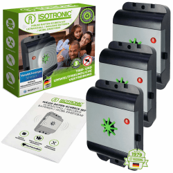 ISOTRONIC Ultraschall Mäuseabwehr zum Mäuse & Ratten vertreiben – Schädlingsvertreiber für Dachboden, Keller, Garage & Garten – Mäuseschreck ohne Gift & Mausefalle – 40m² Wirkungsbereich (3 Stück) Angebot bei HelloDeals