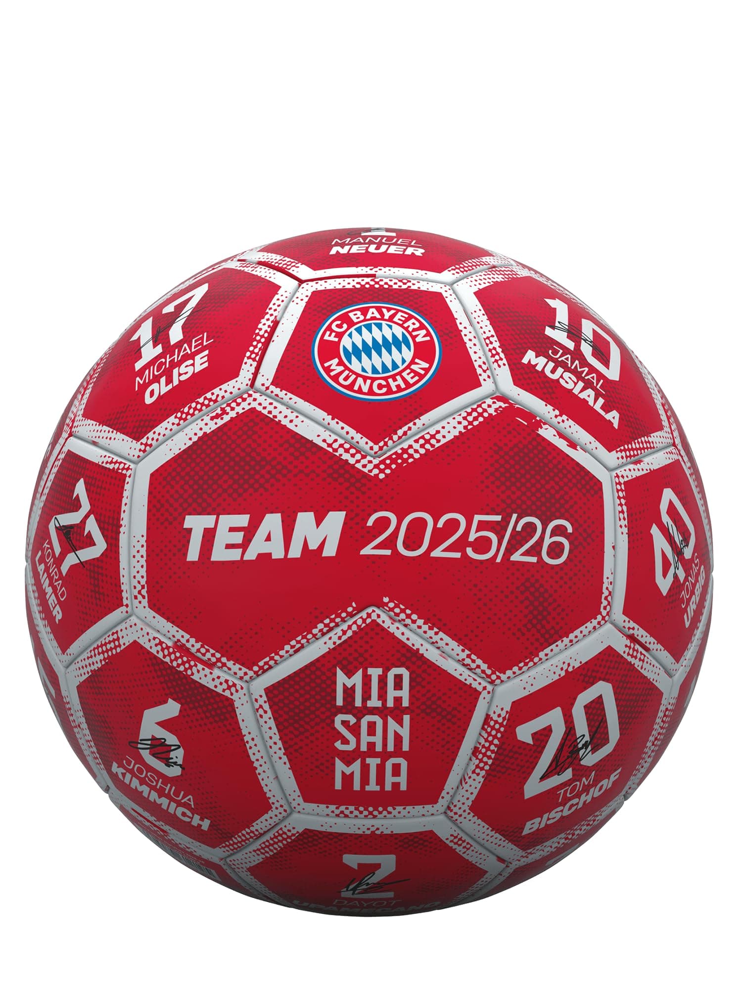 FC Bayern München I Fußball Größe 5 I Signature 2025-26 I Ball mit Unterschriften der Spieler Angebot bei HelloDeals
