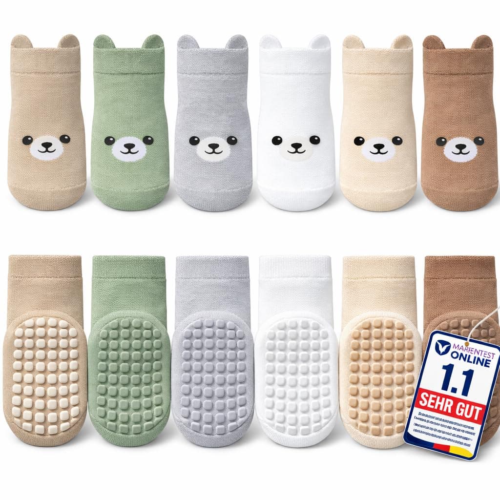 Stoppersocken Kinder & Baby – ABS Rutschsocken, Babysocken Antirutsch, Baby Socken 0–12 Monate, Kindersocken 1–3 & 3–5 Jahre (Gr. 27–30), Baby Junge, 2 Designs 1-3 Jahre Bärendesign Angebot bei HelloDeals