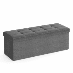 SONGMICS Sitzhocker mit Stauraum, klappbare Sitzbank, 38 x 110 x 38 cm Fußbank, Aufbewahrungsbox, bis 300 kg belastbar, für Wohnzimmer Schlafzimmer Flur, schiefergrau LSF77K 110B cm Schiefergrau Angebot bei HelloDeals