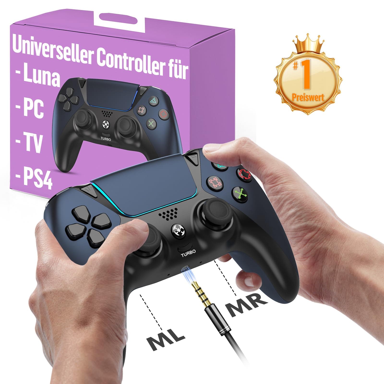 Ymir Wireless Luna Controller für Fire TV Stick,Gaming Controllers Alternative for Luna,PC Bluetooth Gamepad für Tablet Android Handy,ALPS Joysticks ohne Drift Turbo Gyro 1200mAh Akku Schwarz Mitternachtsblau-Schwarz Angebot bei HelloDeals