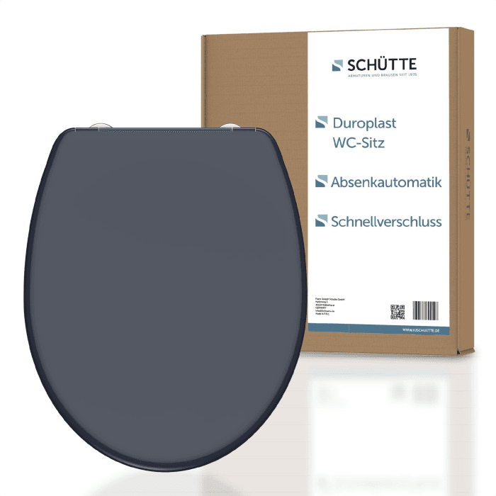 SCHÜTTE WC-Sitz ANTHRAZIT mit Absenkautomatik und Schnellverschluss aus Duroplast, abnehmbarer Toilettendeckel mit 175kg Belastbarkeit, Toilettensitz mit Brille, Klodeckel für WC, Klobrille Grau Angebot bei HelloDeals