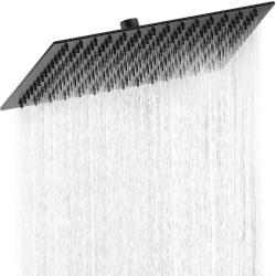 HAUSPROFI Kopfbrause 12 Zoll aus Edelstahl 304 - Duschkopf Regendusche mit Selbstreinigenden Düsen - Quadratischer Duschkopf Luxus Regenbrause Regenduschkopf - Mattschwarz (30CM) Angebot bei HelloDeals