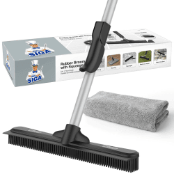 MR.SIGA Gummibesen zur Entfernung von Tierhaaren mit integriertem Abzieher, 3-in-1-Bodenbürste für Teppiche, 155 cm Langer Verstellbarer Stiel, inklusive 1 Mikrofasertuch zum Staubwischen Angebot bei HelloDeals