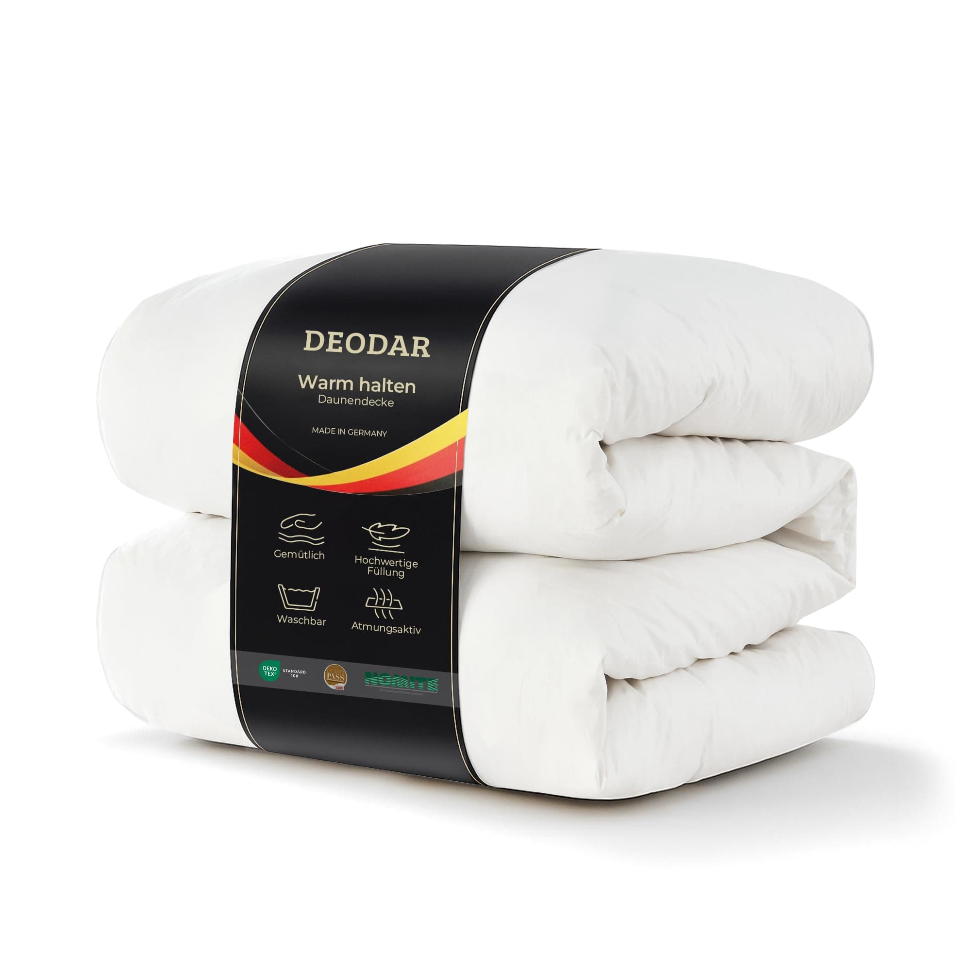 Deodar Daunendecke 155x220 cm, Ganzjahresdecke mit 1900 g Füllung aus Daunen und Federn, 100% Baumwolle, weich, atmungsaktiv, waschbar, Oeko-Tex & RDS Zertifiziert, Made in Germany White 155 x 220 cm Angebot bei HelloDeals