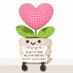 Geburtstagsgeschenk für Frauen – Handgehäkelte Herzblume mit Energiekarte, Geschenke für Frauen, Mama, Freundin, Oma, Schwester, Geburtstag, Happy Birthday Angebot bei HelloDeals