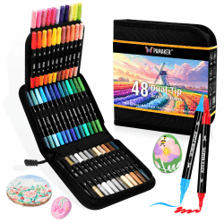 48 Farben Acrylstifte Set – Doppelseitige Spitzen, Multimarker für Steine, Holz, Stoff, Leinwand, Glas, Keramik in Stofftasche – Vielseitige Acrylfarben für Künstler & DIY Projekte 48-Farben Angebot bei HelloDeals