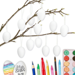Papierdrachen 12 weiße Ostereier aus Pappmaché | Klassische Osterdekoration für Zweige und Ostergestecke | Eier zum Bemalen und Beschriften 4x6 cm | Ostern Eier aus Pappmaché, Weiß Angebot bei HelloDeals