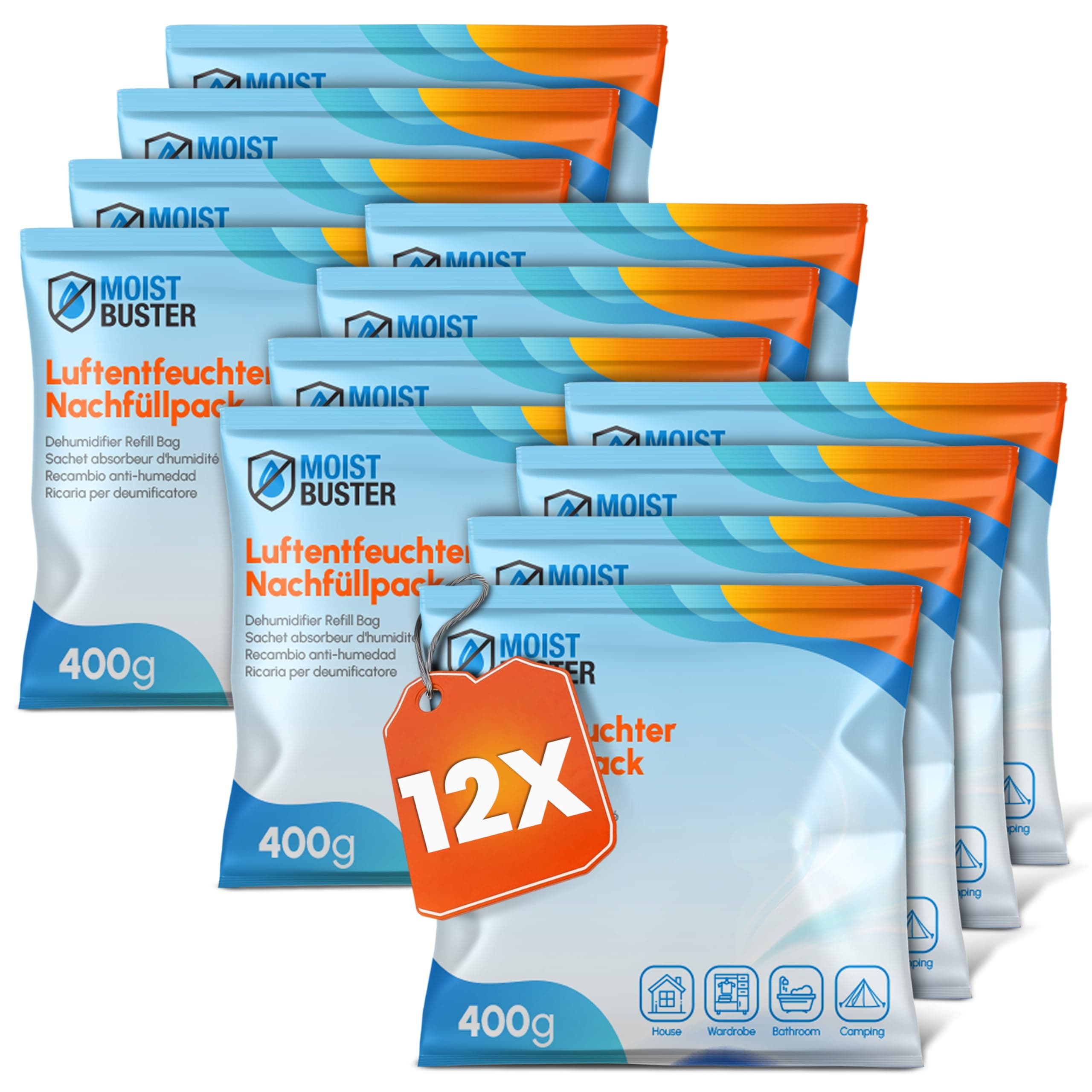 Luftentfeuchter Nachfüllpack 12 x 400g - Sparset Luftentfeuchter Granulat - 12er Set Entfeuchter Granulat - Schimmel- und Geruchsschutz 12 X Granulat Nachfüllpack Angebot bei HelloDeals