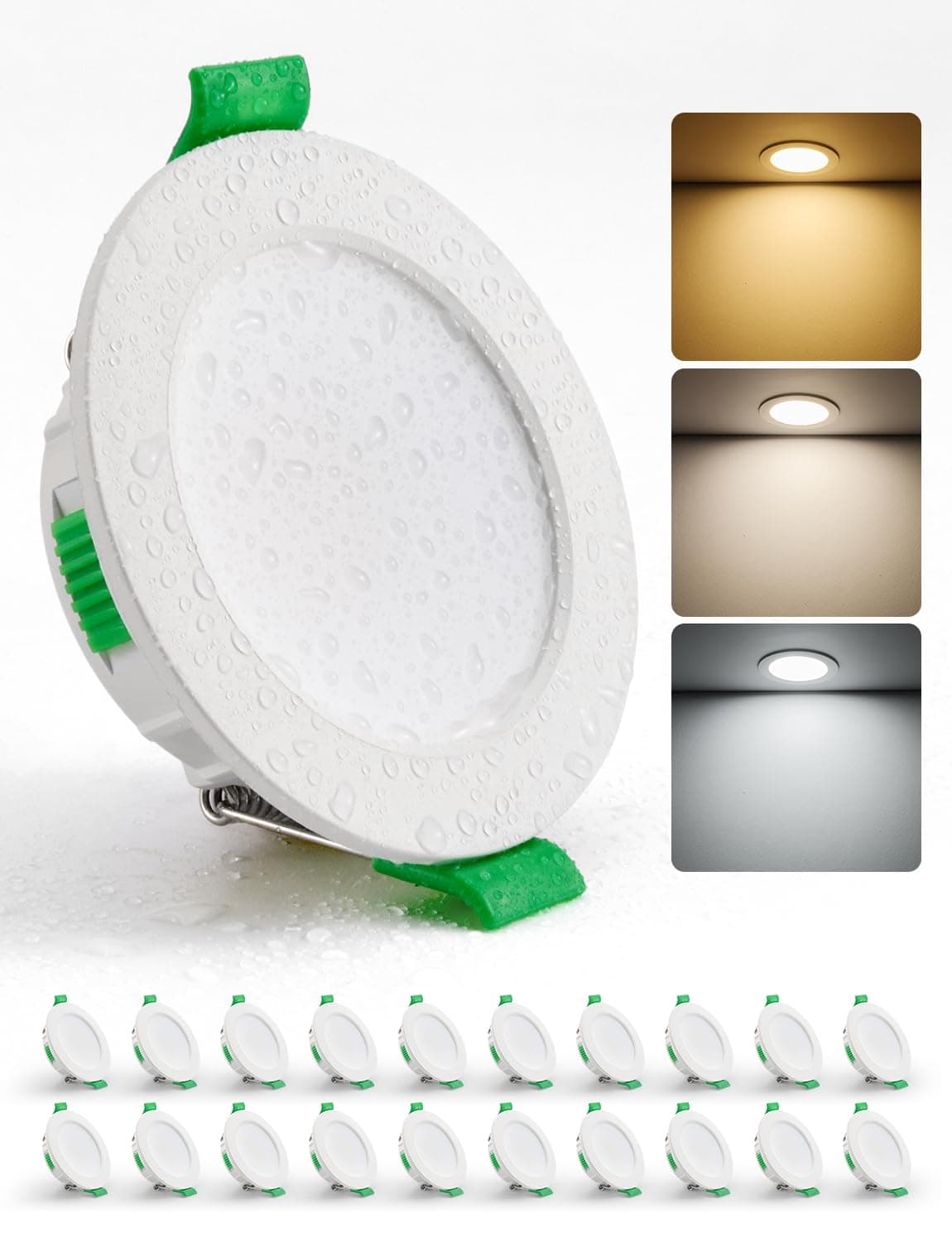 20er Set LED Einbaustrahler 230V 55mm – 68mm Lochmaß, 4W LED Spot Warmweiß Neutralweiß Kaltweiß, Einbauleuchten Deckenspot Einbau Ultra Flach IP44 für Bad 4W, 55-68mm Lochmaß, Nicht Dimmbar 20 Stück Set Angebot bei HelloDeals