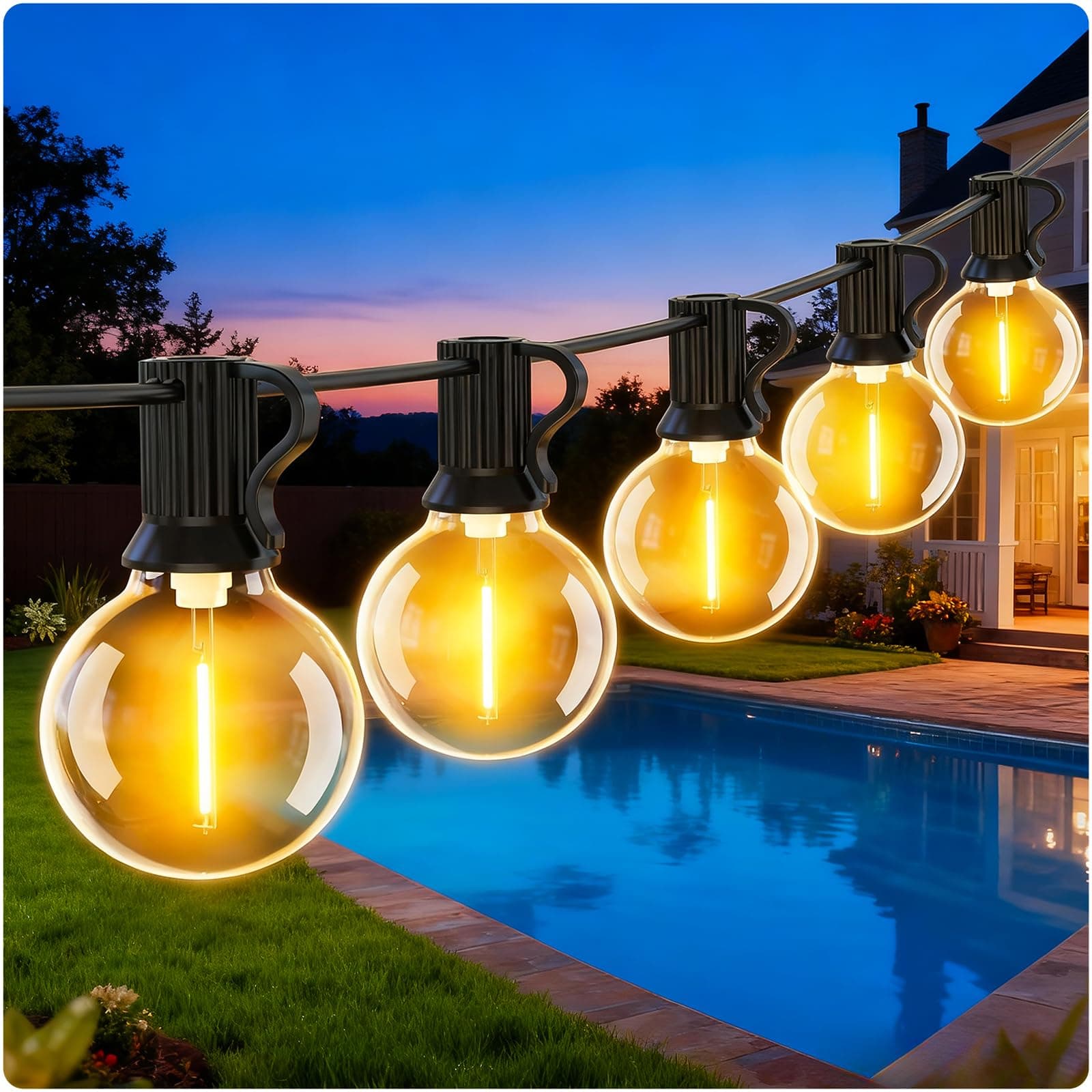 Lichterkette Außen Outdoor 9M-LED Strom - 30Ft Aussen Lichterketten Garten Glühbirnen Wetterfest G40 Draußen Innen Beleuchtung für Terrasse Balkon Pavillon Party Lights Gartenbeleuchtung 9M/30FT Angebot bei HelloDeals