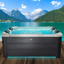 BRAST Whirlpool MSpa Oslo Aero Plus XXL mit Fester Außenwand | LED-Beleuchtung 20 einstellbare Farben für 6 Personen | 180x180x65cm | 140 Massagedüsen | Ganzjähriger Einsatz Winterfest | In & Outdoor Angebot bei HelloDeals