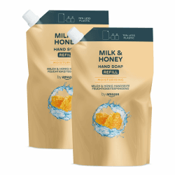 by Amazon Milk & Honey Handseife Nachfüllpack, 2 x 1000 ml Milch und Honig 1 l (2er Pack) Angebot bei HelloDeals