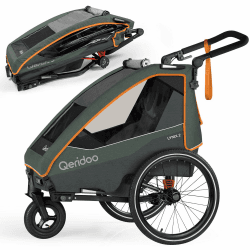 Qeridoo Lynix | Fahrradanhänger | Fahrrad Anhänger Kinder mit Federung & Gurtsystem | Jogger Kinderwagen | Kinderfahrradanhänger klappbar | Kinderbuggy | Walker & Bike Trailer Zweisitzer Angebot bei HelloDeals
