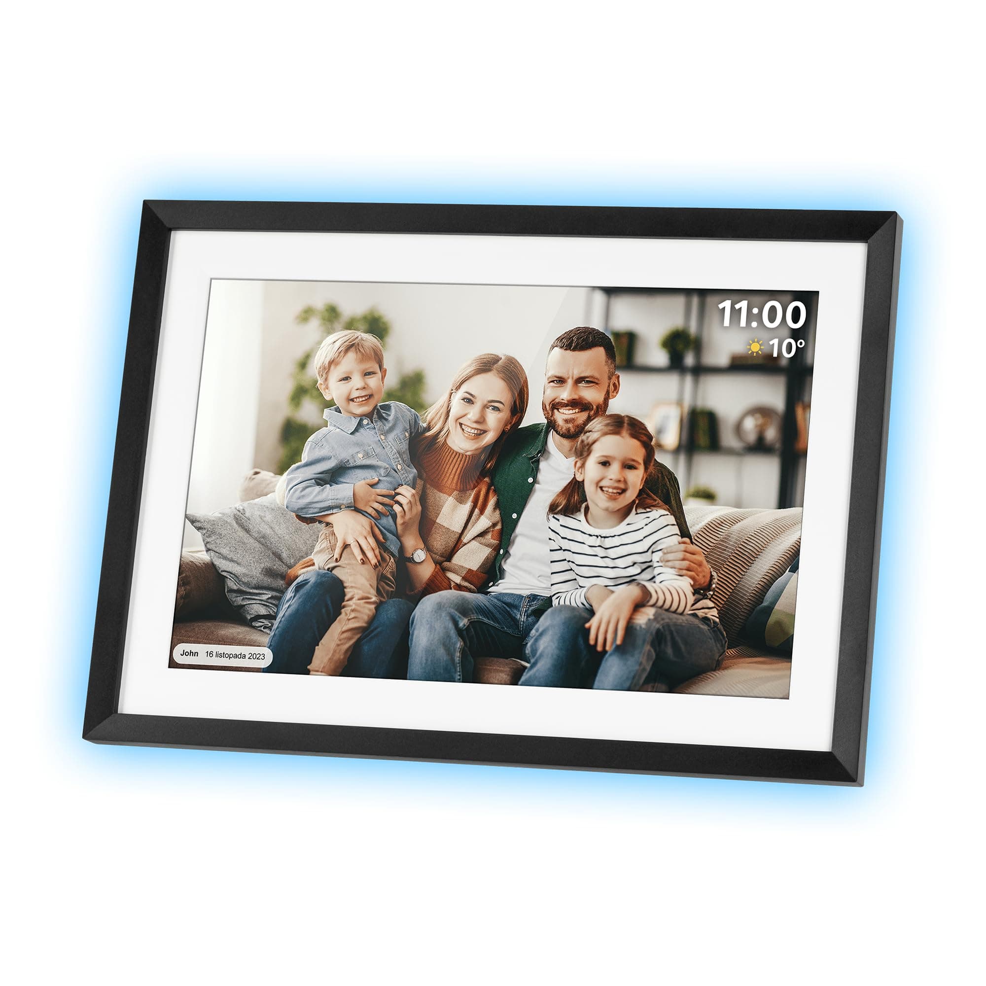 Kruger&Matz Digitale Fotorahmen 10,1 Zoll WLAN Frameo App IPS Touch-Display 1280x800 LED-Ambilight 16GB Speicher Video & Audio Funktion Schwarz Angebot bei HelloDeals