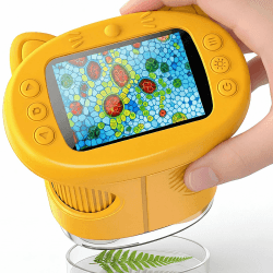Mikroskop für Kinder, 1000X 4K Tragbares Digitales Mikroskop mit 2,4″ IPS-Display & 8 LED, USB-aufladbar, Lernspielzeug & Entdecker-Lupe für Draußen & Schule, Geschenk für 3–12-Jährige Mädchen Orange Angebot bei HelloDeals