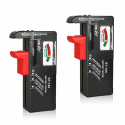 WUJUN 2 Stück Analoger Batterietester Multi Size Batterieprüfer für AA AAA C D 9V 1,5V Knopfzellenbatterien (benötigt keine Batterie für den Betrieb) Angebot bei HelloDeals
