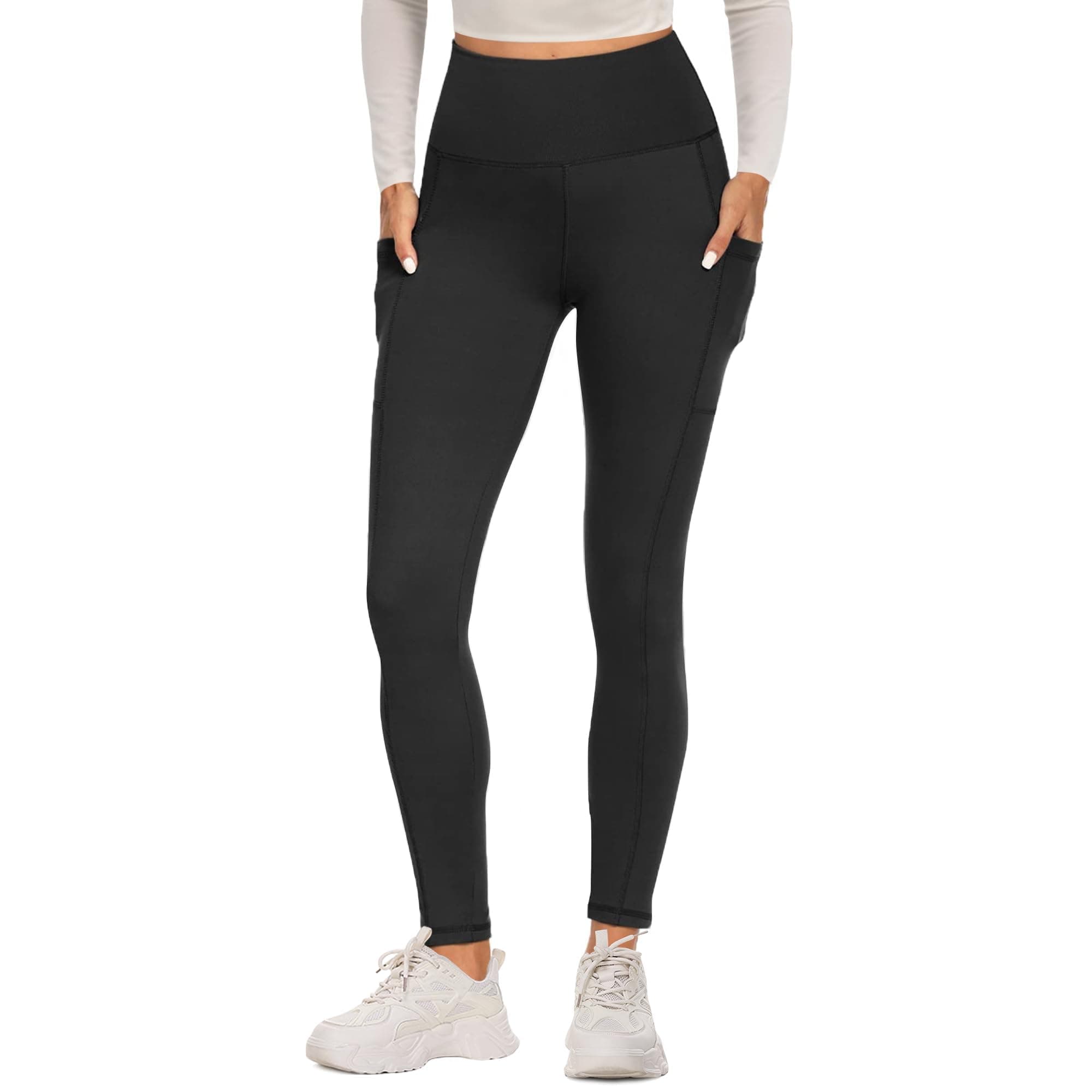 FOTOCITI Sport Leggings Damen mit Tasche High Waist Sportleggins Lang Blickdicht Sporthose Push Up Yogahose Bauchweg Laufhose Fitnesshose Hose Schwarz L-XL Angebot bei HelloDeals