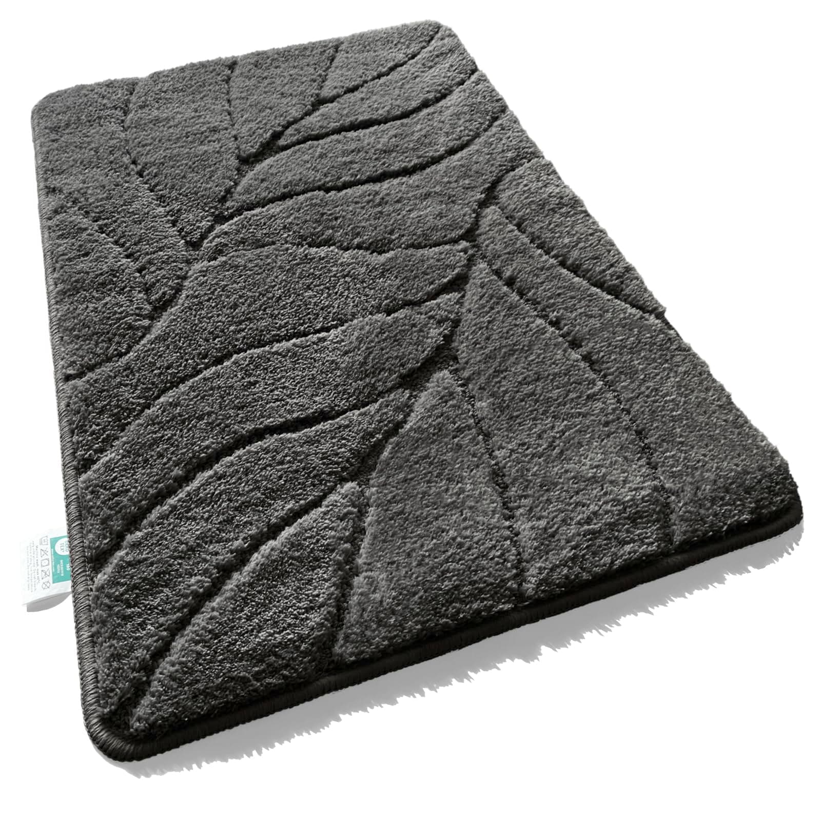 Floordirekt Badteppich - extra flauschig & schnelltrocknend - Badezimmerteppich mit rutschhemmender Rückseite - Badematte Duschvorleger (Maris) (Dunkelgrau, 80 x 150 cm) 80 x 150 cm (Rechteckig) Dunkelgrau Angebot bei HelloDeals