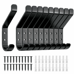 10-Stück Garderobenhaken, Kleiderhaken zum Schrauben, Haken für Akustikpaneele, Schlafzimmer, Wohnzimmer, Badezimmer, Wandhaken für Garderobe, Jacken, Hut, Metall, Schwarz 10CM Schwarz 10 Stück Angebot bei HelloDeals