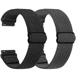 Elastische Uhrenarmbänder 16mm 18mm 19mm 20mm 22mm 24mm Armband mit Schnellverschluss, Verstellbares Dehnbares Nylon Loop Sport Atmungsaktive Ersatzarmband für Herren Damen Schwarz+Grau 22mm Angebot bei HelloDeals