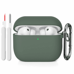 Silikon Hülle Schutzhülle Kompatibel mit AirPods Pro 3. Generation mit Reinigungsset, Stoßfeste Weiche Dünne Schutzhülle Case für Airpods Pro 3 2025 mit Cleaner Kit & Karabiner, Deep Green für AirPods Pro 3 Case B Deep Green Angebot bei HelloDeals