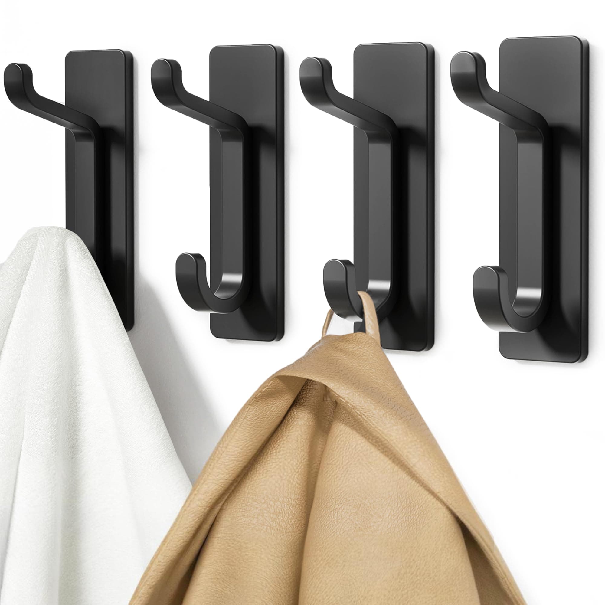 pickpiff Klebehaken Extra Stark, Hält Bis Zu 6kg, Metall Türhaken Handtuchhaken Nichtrostend, Selbstklebende Haken Schwarz Matt, Duschhaken Ohne Bohren Schwarz 4 Stück Angebot bei HelloDeals