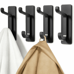 pickpiff Klebehaken Extra Stark, Hält Bis Zu 6kg, Metall Türhaken Handtuchhaken Nichtrostend, Selbstklebende Haken Schwarz Matt, Duschhaken Ohne Bohren Schwarz 4 Stück Angebot bei HelloDeals