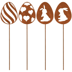4er Edelrost Oster Eier Gartenstecker Deko Rost, Ostereier Gartendeko Rost Baumstecker Angebot bei HelloDeals