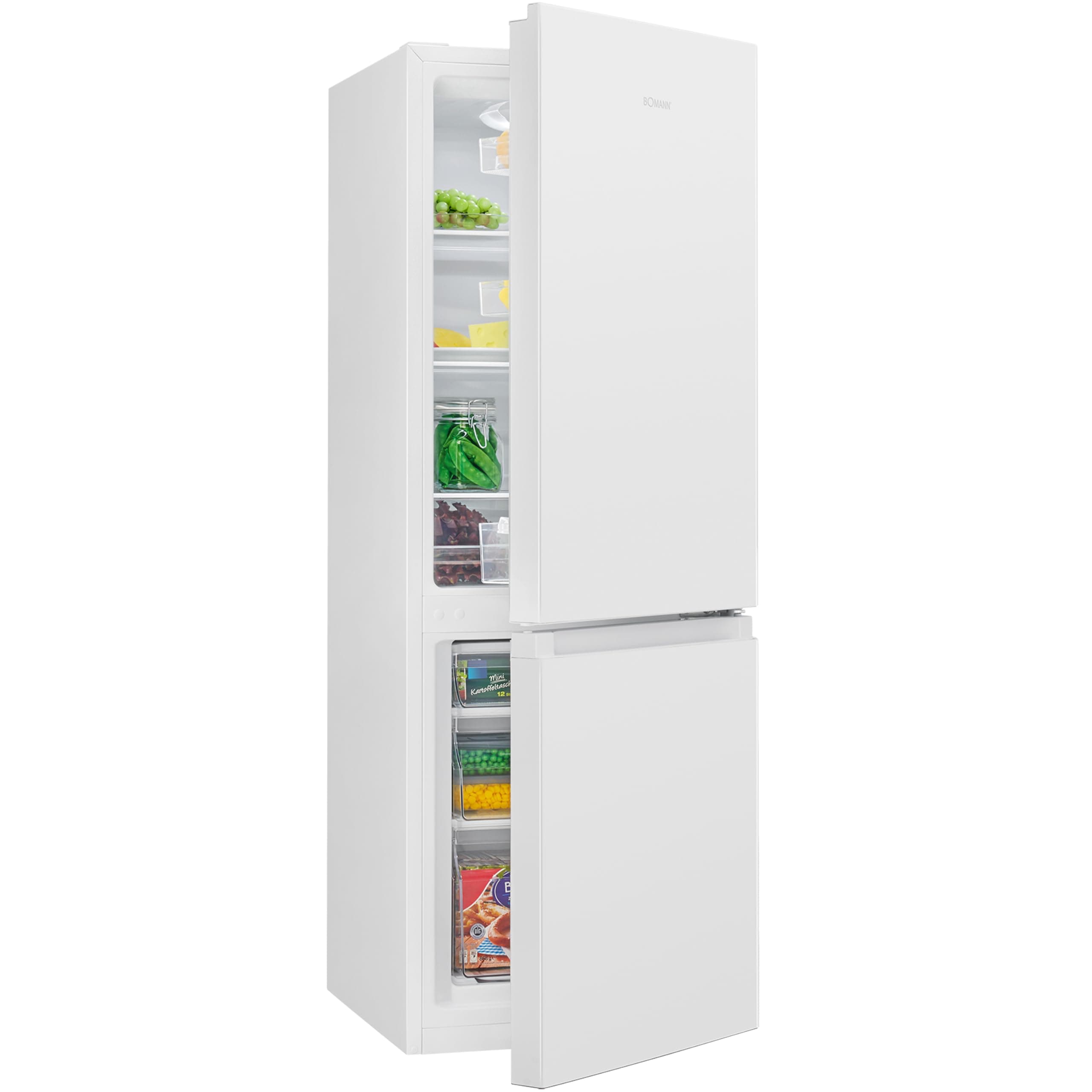 Bomann® Kühlschrank mit Gefrierfach | Energieklasse E | 143cm | Kühl Gefrierkombination leise 39 dB | 3 Ablagen & 3 Schubladen | Türanschlag wechselbar | 175L Kühlgefrierkombi | KG 320.2 weiß Angebot bei HelloDeals