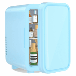 YASHE Mini-Kühlschrank, 6 Liter/8 Dosen, 220–240 V AC/DC, tragbarer thermoelektrischer Kühler, Kühlschränke für Schlafzimmer, Hautpflege, Getränke, Büro, Wohnheim und Auto, blau Angebot bei HelloDeals