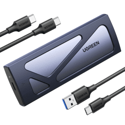 UGREEN NVMe M.2 USB 3.2 SSD Gehäuse-Adapter mit Kühlkissen 10 Gbps für NVMe PCIe M-Key/M+B Key in 2230/2242/2260/2280 mit USB CC und AC Kabel Werkzeuglos(Silver) 90541 Angebot bei HelloDeals