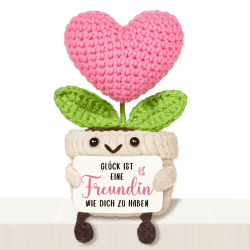 Geschenke Freundin - Handgemachte gehäkelte Herzblume mit Energiekarte, Geschenk Freundin Geburtstag, Weihnachten Geburtstagsgeschenk Angebot bei HelloDeals