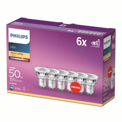 Philips LED Classic GU10 Lampen 6-er Pack (50 W), Reflektor LED Spots mit warmweißem Licht, energiesparende Lampen mit langer Nutzlebensdauer, Warmweiß Alte Generation 6er Pack 50W Angebot bei HelloDeals