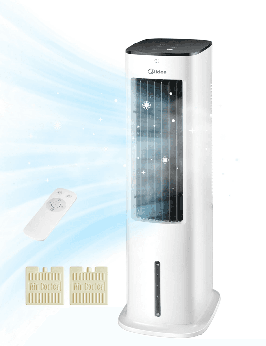 Midea Silent Air Cooler Pro 4-in-1 Mobile Klimaanlage Leiser:Luftkühler,Turmgebläse,Luftbefeuchter und Luftreiniger,mit Fernbedienung,5L Wassertank,355m³/h Luftdurchsatz,55W,LED-Display,Timer,Weiß Angebot bei HelloDeals