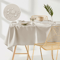 ROOM99 Aura Tischdecke 140 x 200 cm Tischtuch Tafeldecke Fleckschutz Abwaschbar Wasserabweisend Schmutzabweisend Polyester Rechteckig Bankett-Dekoration Ganzjährig Hellbeige Hellbeige 200 x 140 cm (Rechteckig) Angebot bei HelloDeals