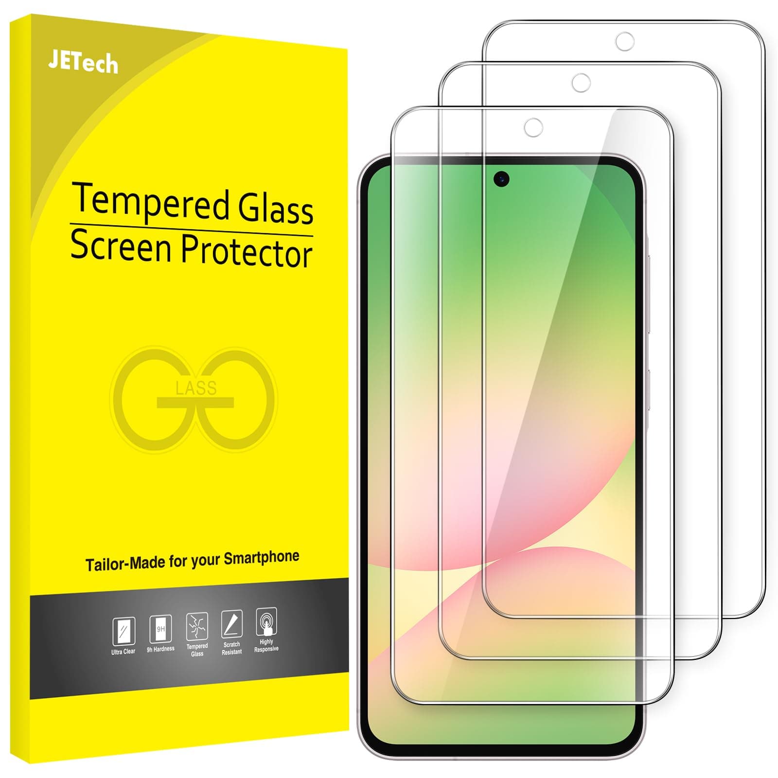 JETech Schutzfolie für Samsung Galaxy A56 5G, 9H Gehärtete Glas Displayschutz, Anti-Kratzer, HD Klar, 3 Stück Angebot bei HelloDeals
