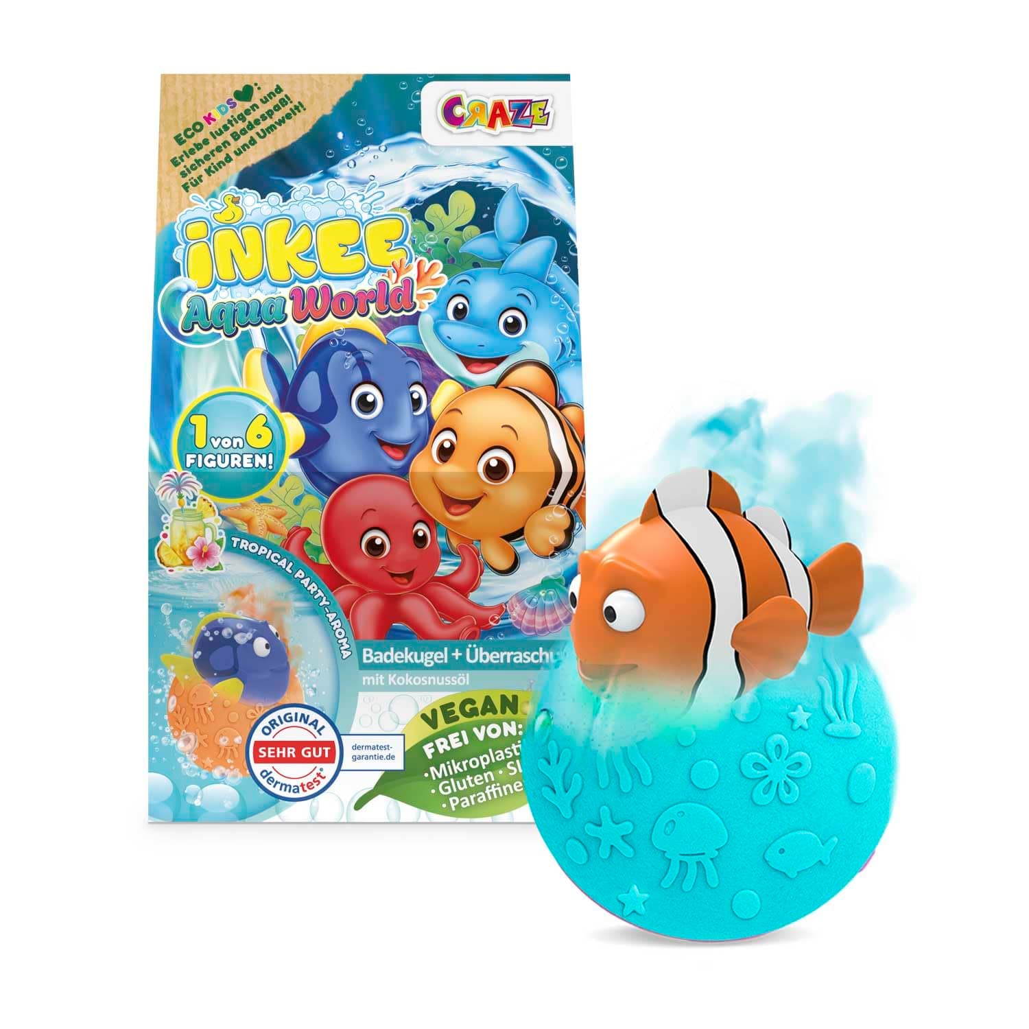 INKEE Aqua World Badebombe Kinder mit Überraschung – Badekugel für Kinder mit Spielzeug Figur, Badebomben Mädchen Geschenk Tropical 1 stück (1er Pack) Angebot bei HelloDeals